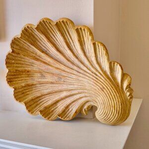 Carved Shell Wood Tray or Wall Accent